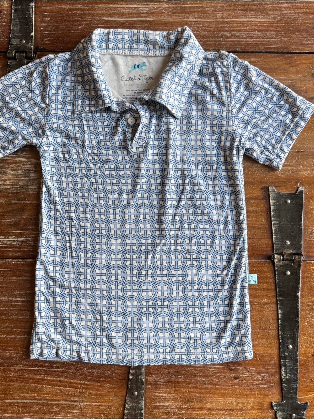 Blue Geometric Polo Shirt by Kickee Pants